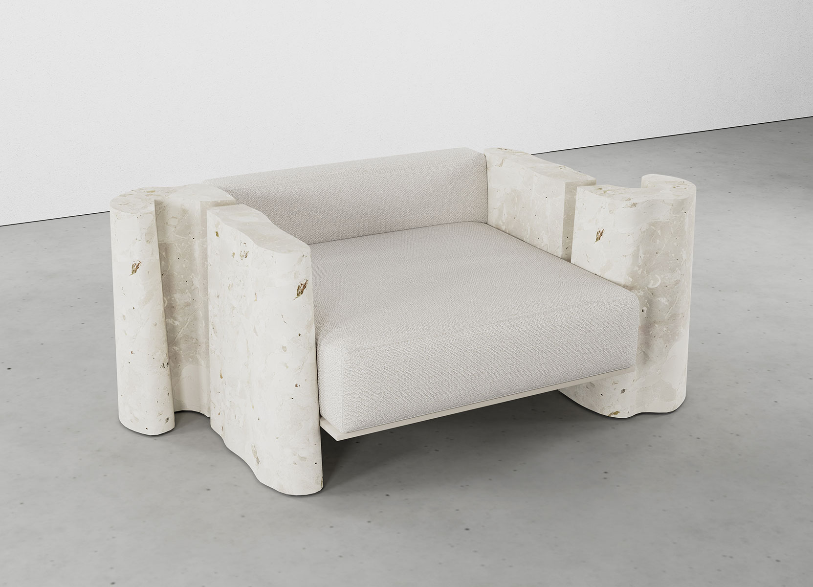 Bellagio Breccia Aurora Collection by MelchiorriStudioGallery - Armchair  in Breccia Aurora Marble - Handcrafted