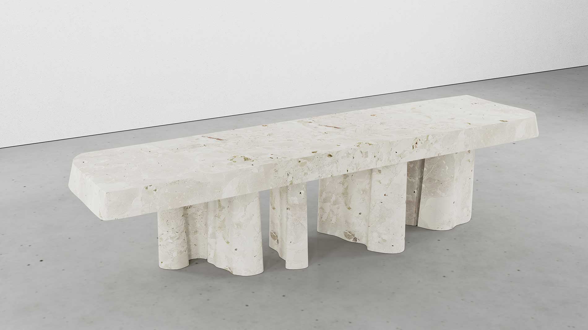 Bellagio Breccia Aurora Collection by MelchiorriStudioGallery - Bench  in Breccia Aurora Marble - Handcrafted