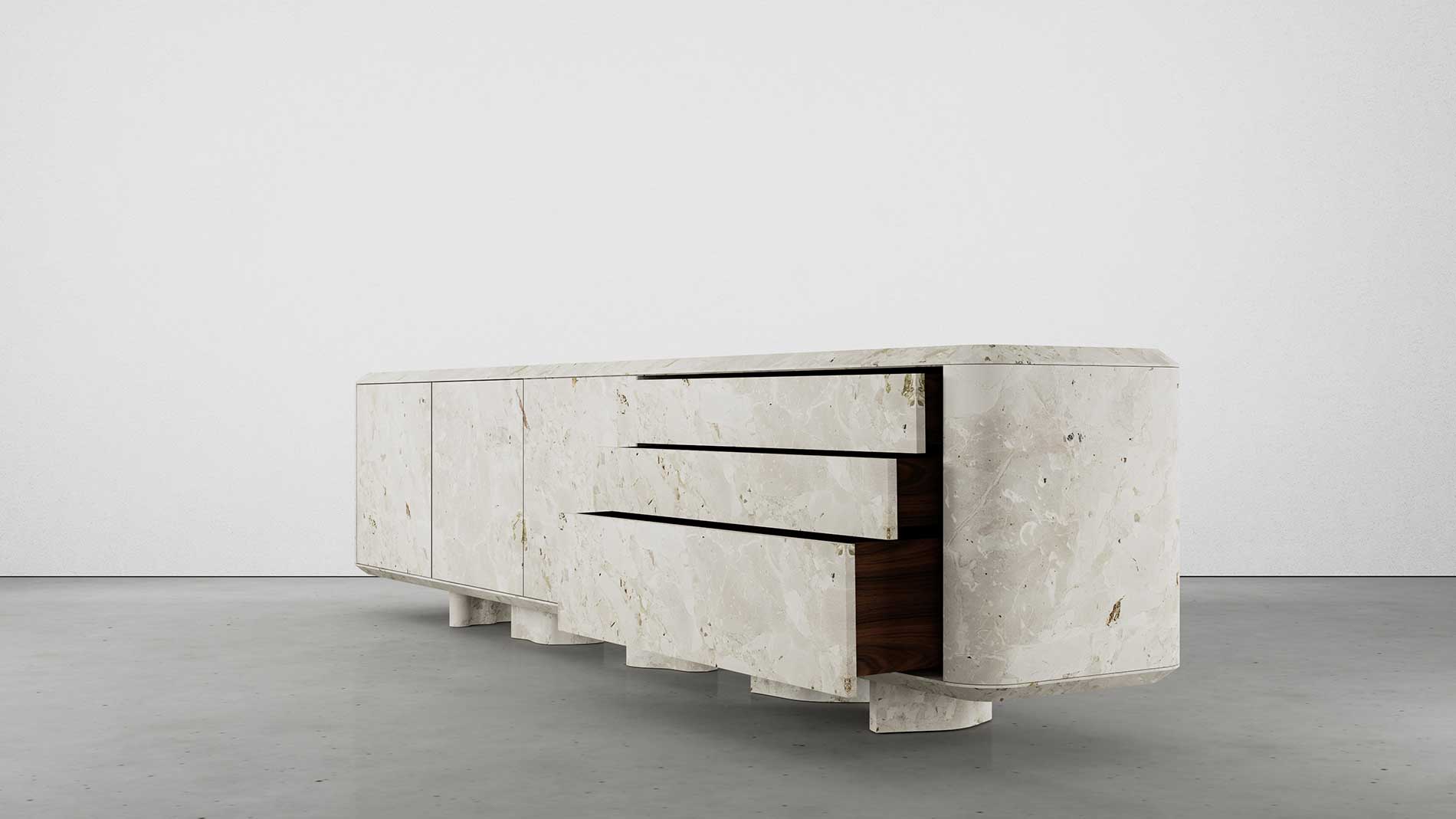 Bellagio Breccia Aurora Collection by MelchiorriStudioGallery - Sideboard  in Breccia Aurora Marble - Handcrafted