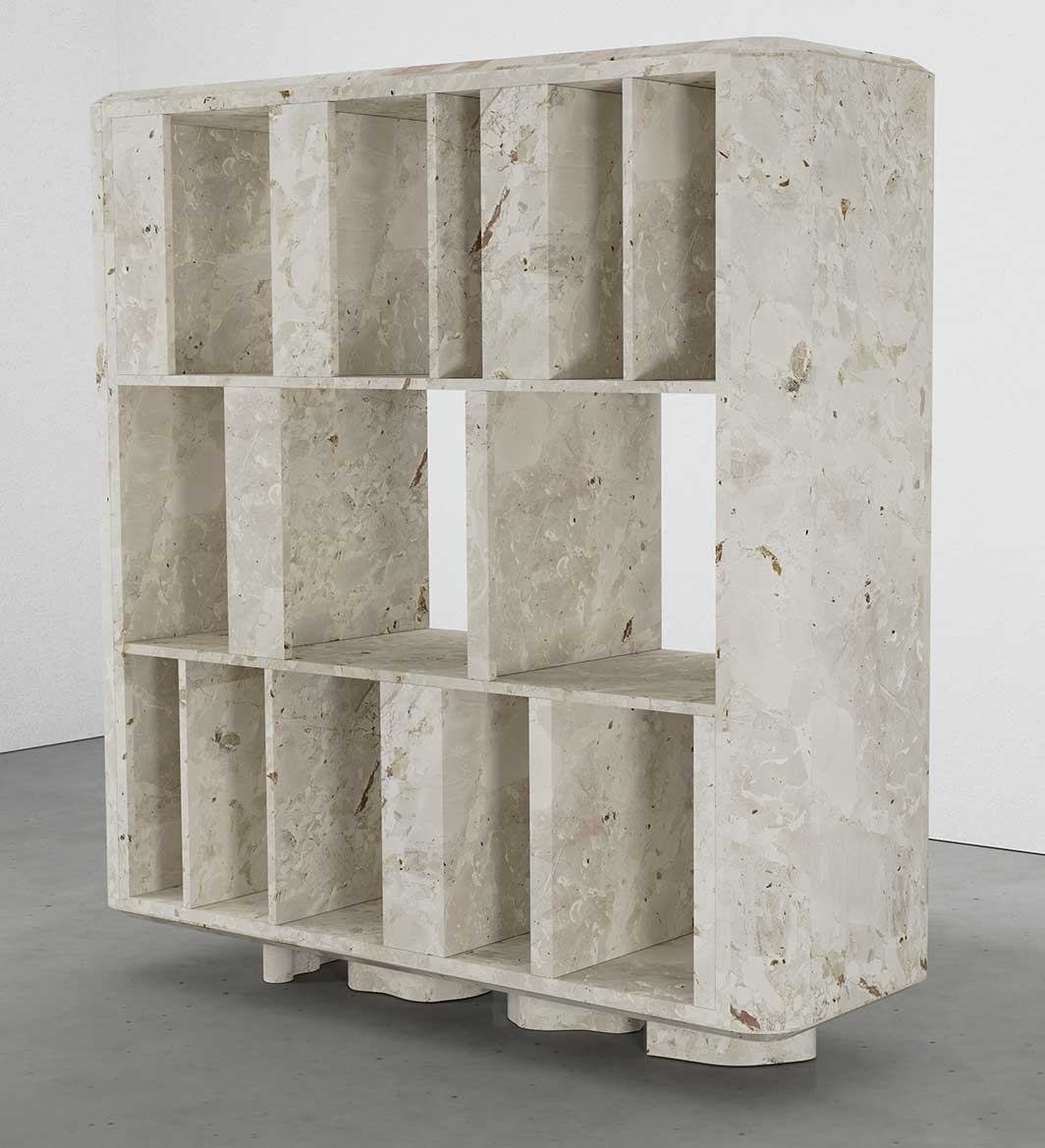 Bellagio Breccia Aurora Collection by MelchiorriStudioGallery - Vertical library in Breccia Aurora Marble - Handcrafted