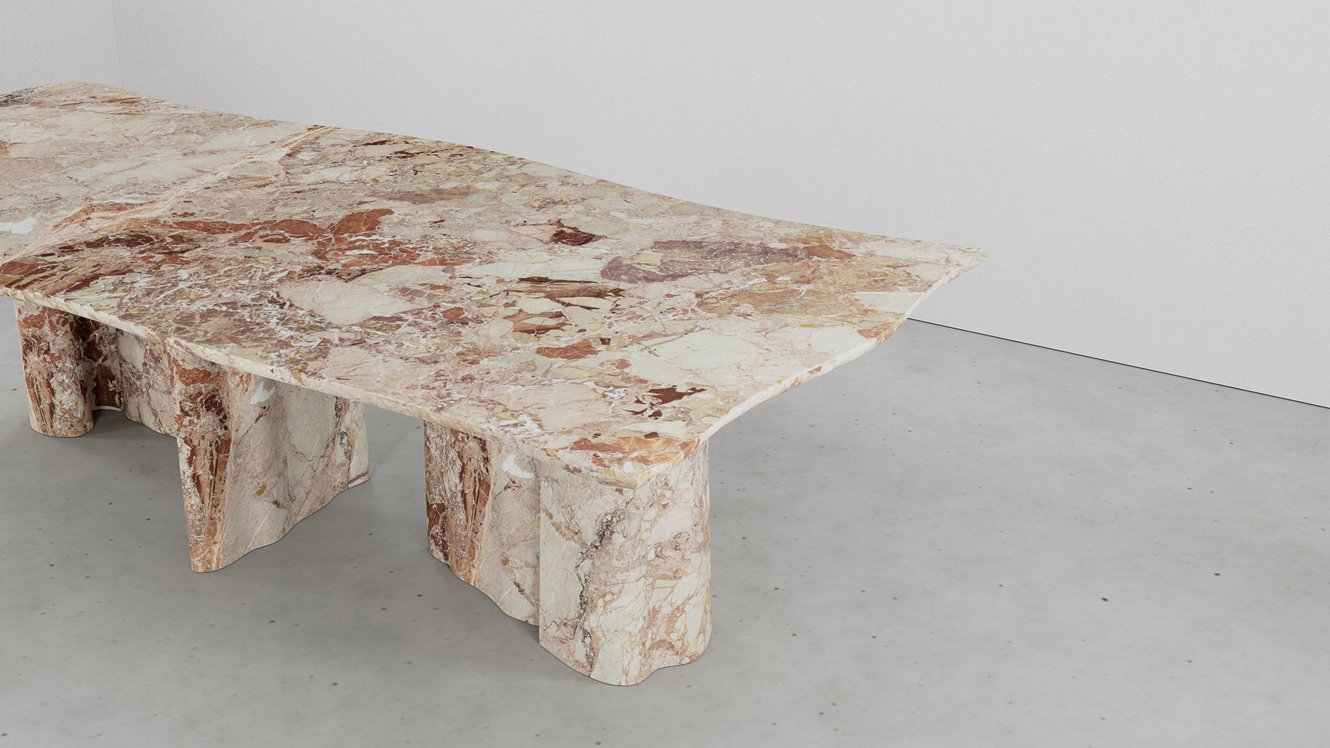 Bellagio Breccia Pernice Collection by MelchiorriStudioGallery - Rectangular Dining Table in Breccia Pernice Marble - Handcrafted