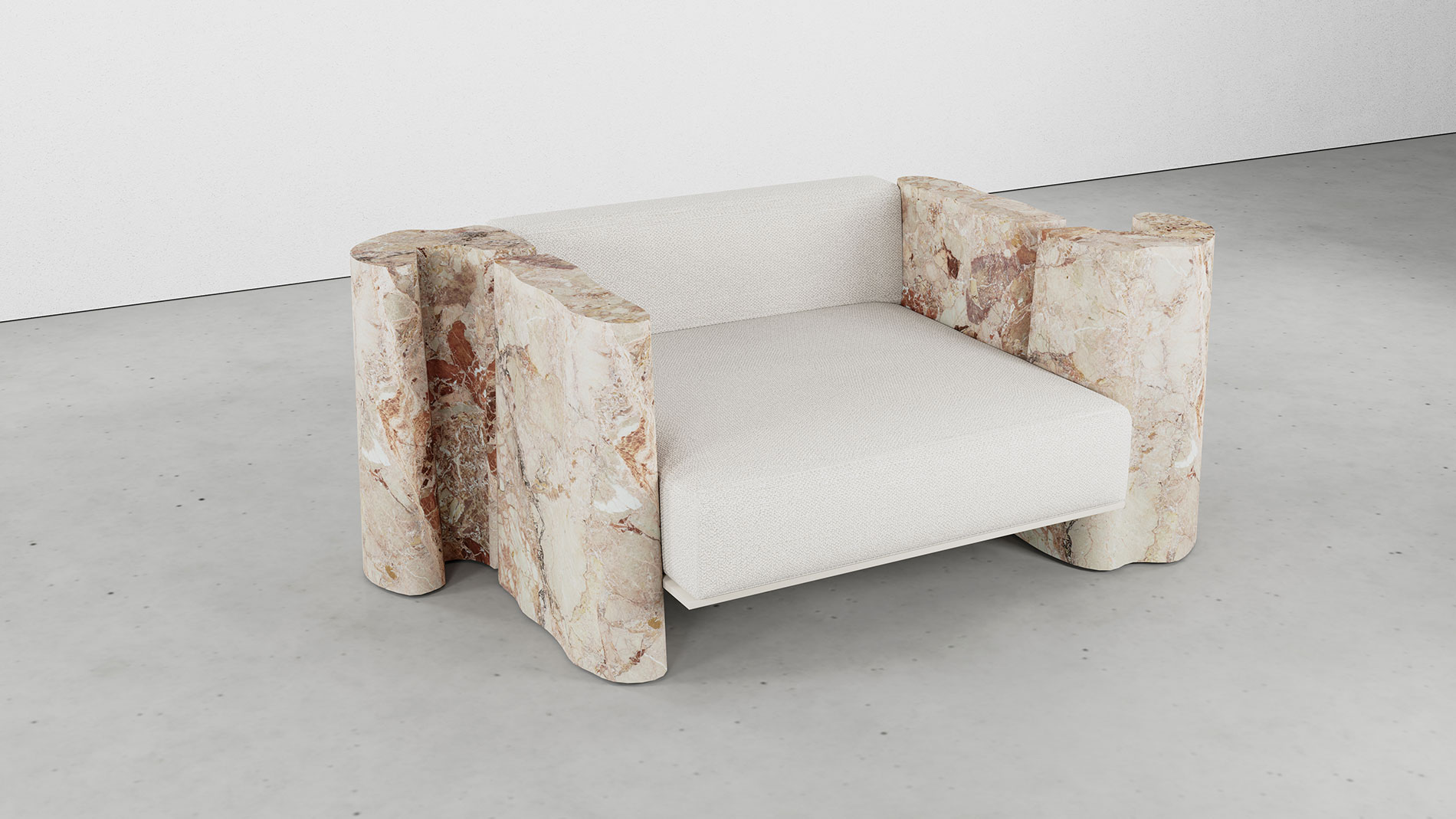 Bellagio Breccia Pernice Collection by MelchiorriStudioGallery - Armchair  in Breccia Pernice Marble - Handcrafted