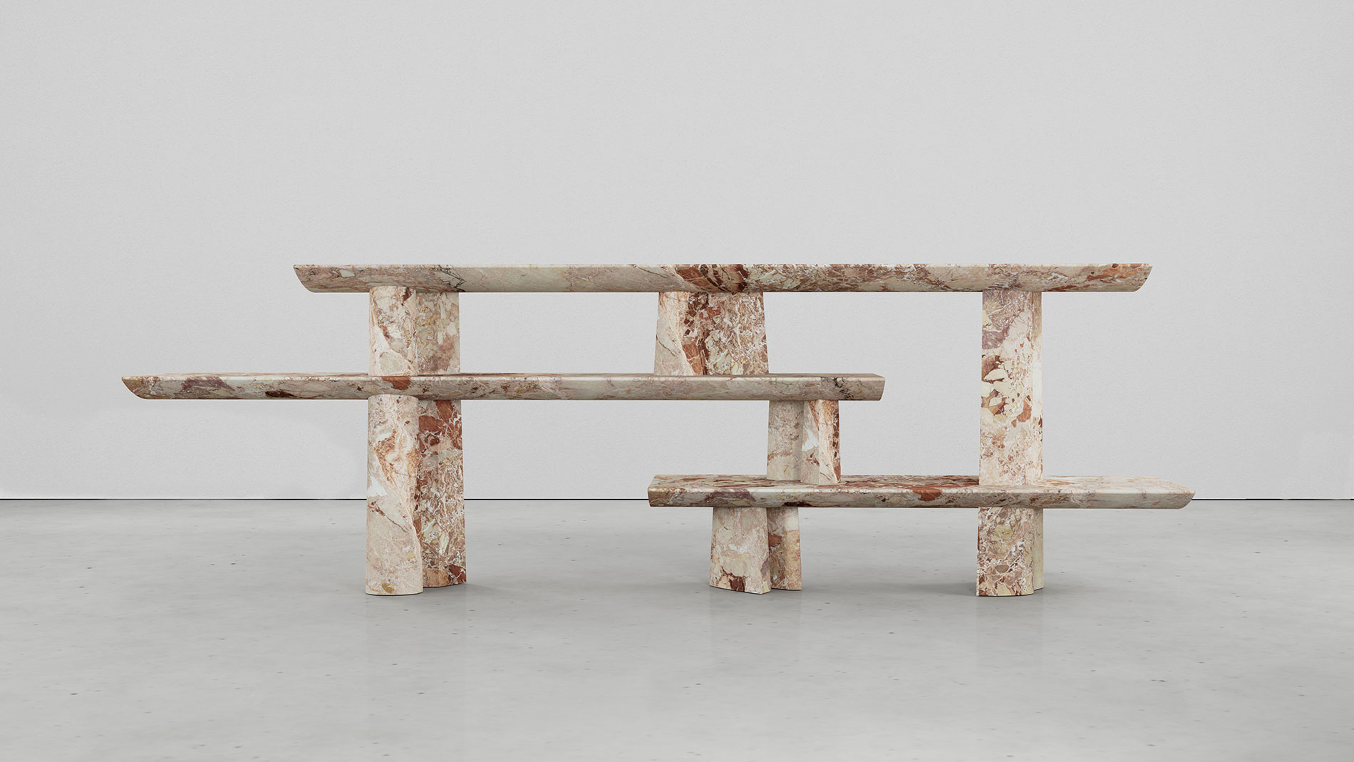 Bellagio Breccia Pernice Collection by MelchiorriStudioGallery - Bookcase in Breccia Pernice Marble - Handcrafted