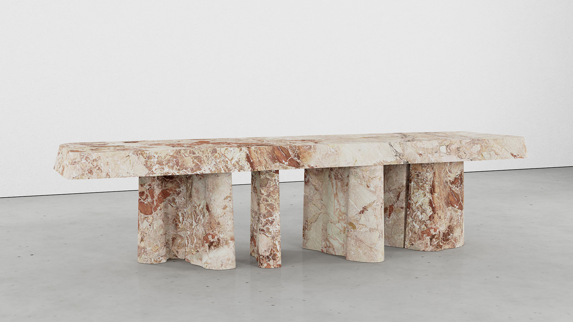 Bellagio Breccia Pernice Collection by MelchiorriStudioGallery - Bench  in Breccia Pernice Marble - Handcrafted