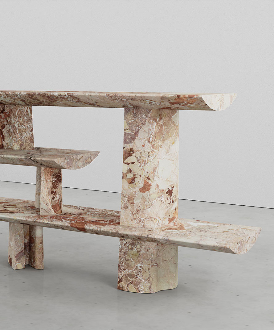 Bellagio Breccia Pernice Collection by MelchiorriStudioGallery - Bookcase in Breccia Pernice Marble - Handcrafted