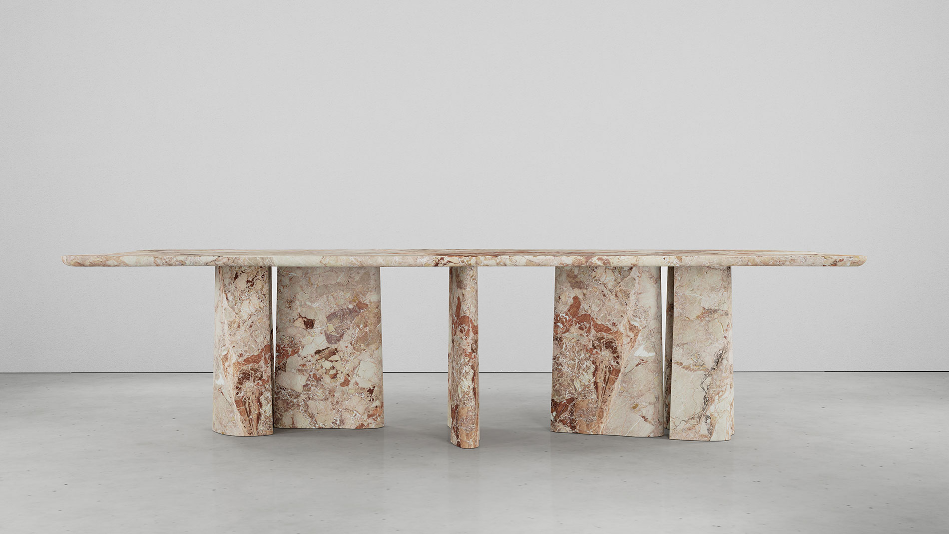 Bellagio Breccia Pernice Collection by MelchiorriStudioGallery - Rectangular Dining Table in Breccia Pernice Marble - Handcrafted
