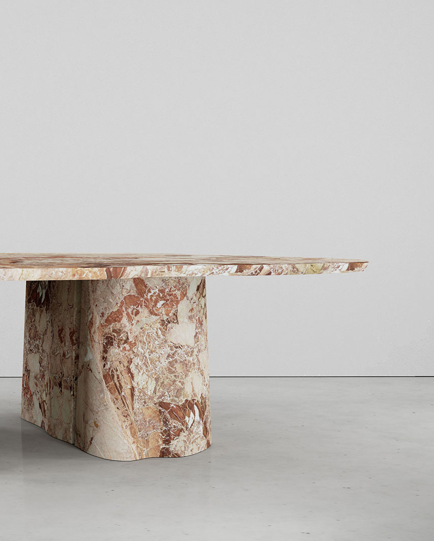 Bellagio Breccia Pernice Collection by MelchiorriStudioGallery - Round dining table in Breccia Pernice Marble - Handcrafted