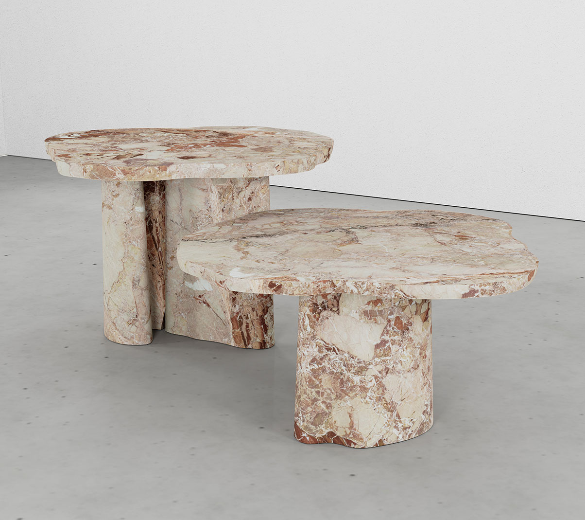 Bellagio Breccia Pernice Collection by MelchiorriStudioGallery - Side table in Breccia Pernice Marble - Handcrafted