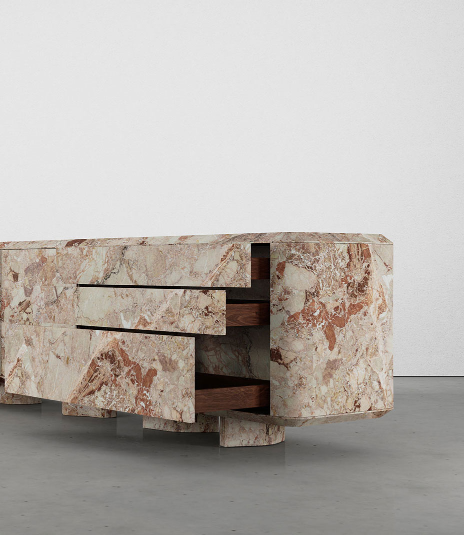 Bellagio Breccia Pernice Collection by MelchiorriStudioGallery - Sideboard  in Breccia Pernice Marble - Handcrafted