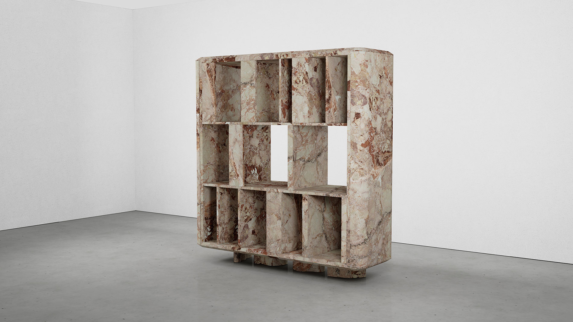 Bellagio Breccia Pernice Collection by MelchiorriStudioGallery - Vertical Library  in Breccia Pernice Marble - Handcrafted