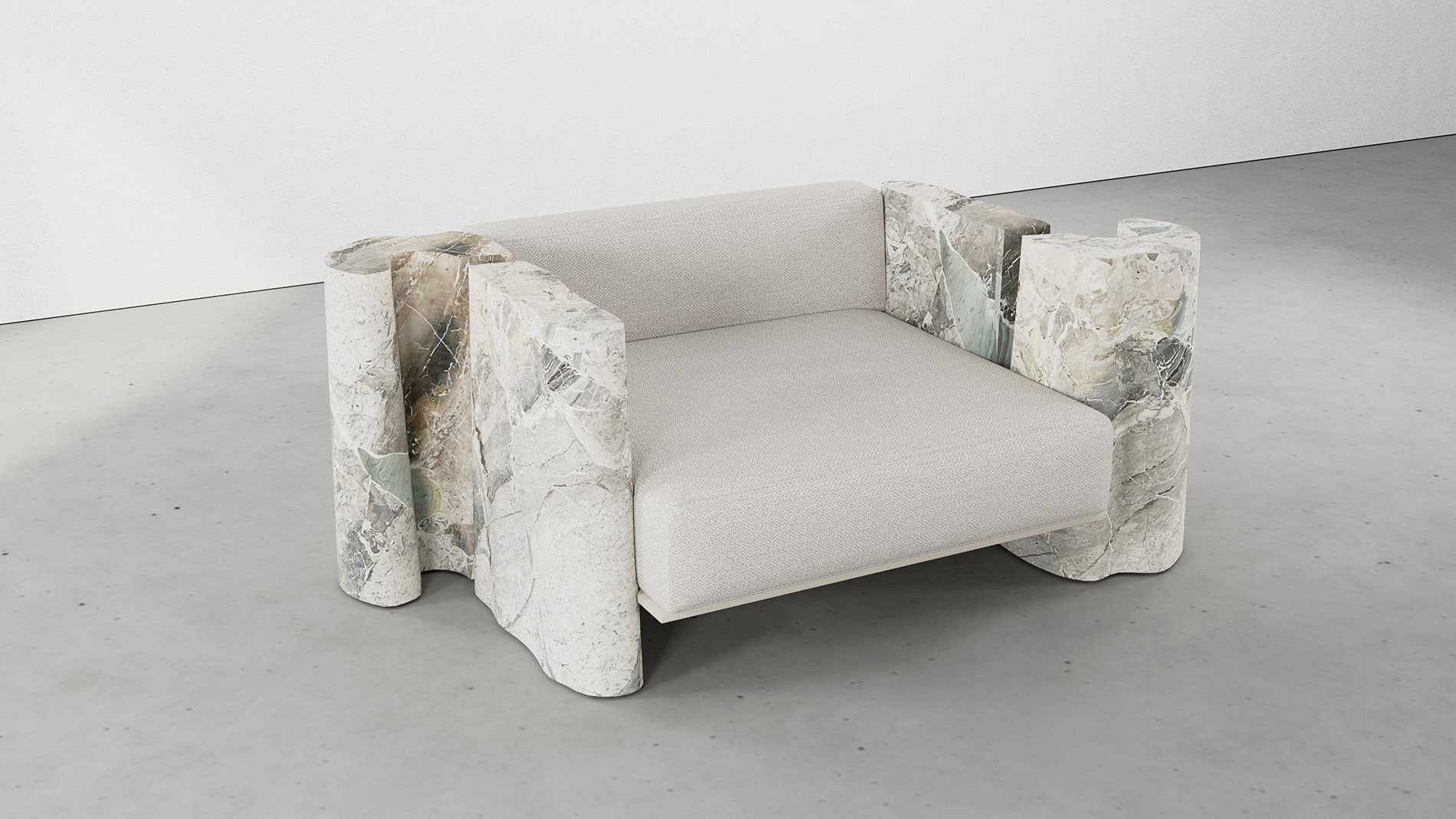 Bellagio Breccia Blue Collection by MelchiorriStudioGallery - Armchair  in Breccia blue Marble - Handcrafted