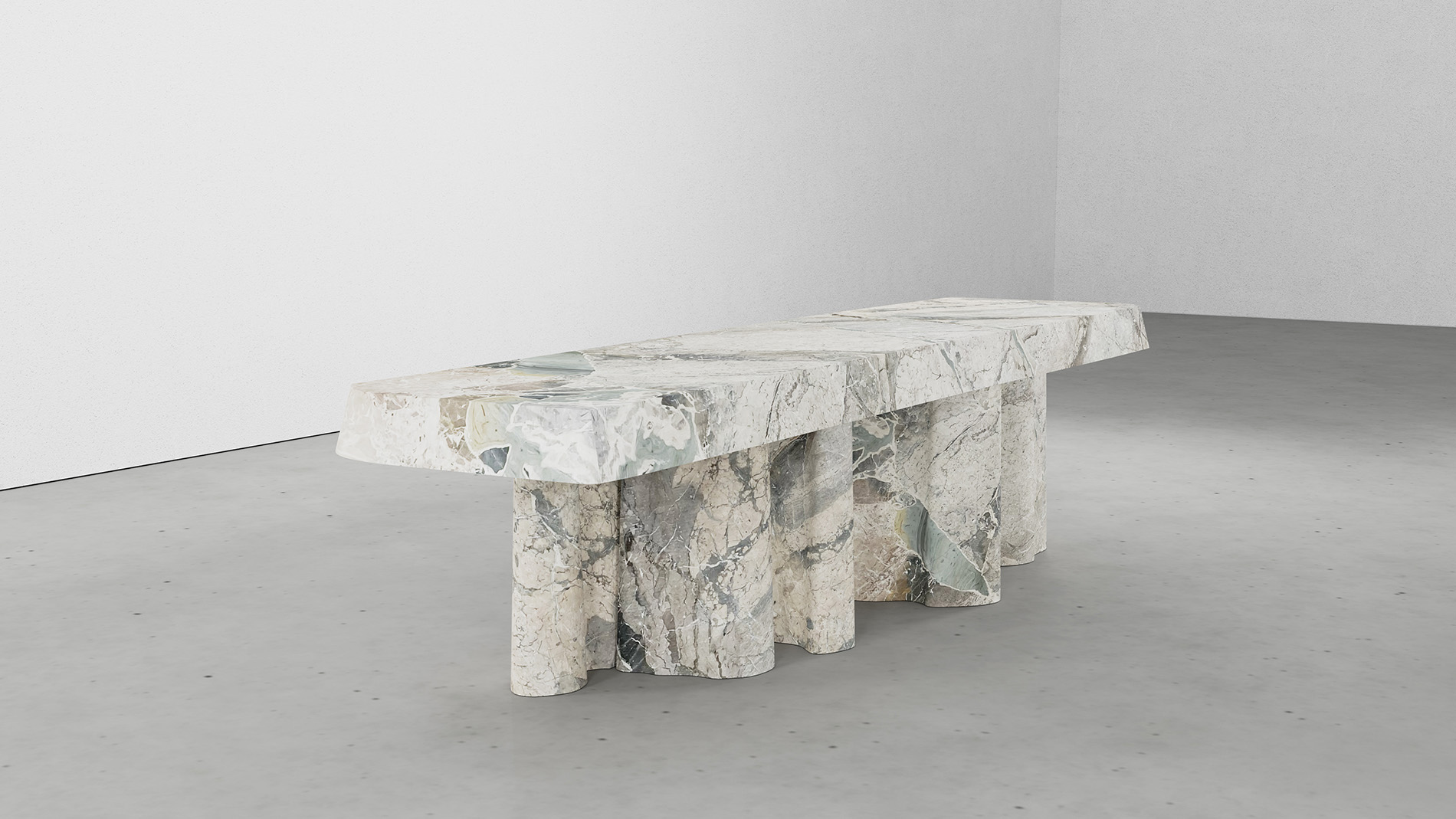 Bellagio Breccia Blue Collection by MelchiorriStudioGallery - Bench  in Breccia blue Marble - Handcrafted