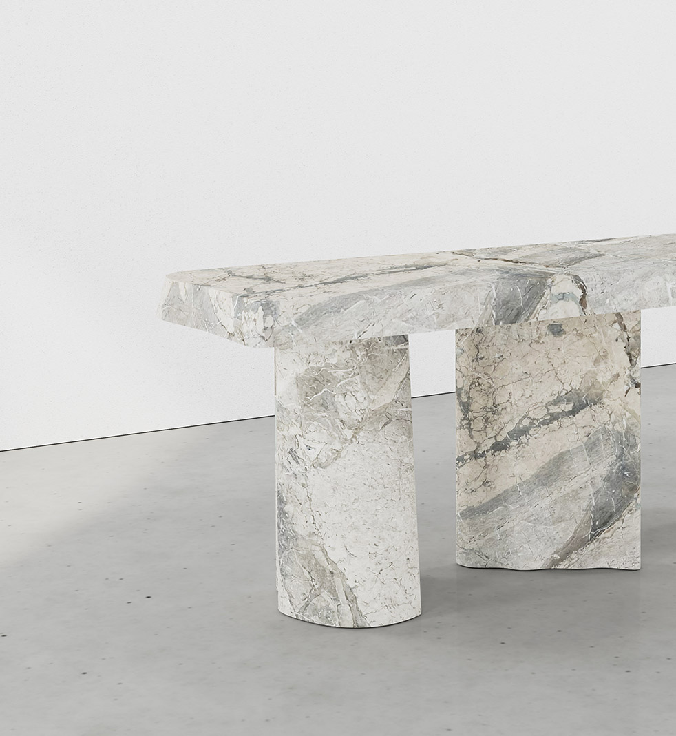Bellagio Breccia Blue Collection by MelchiorriStudioGallery - Console in Breccia blue Marble - Handcrafted
