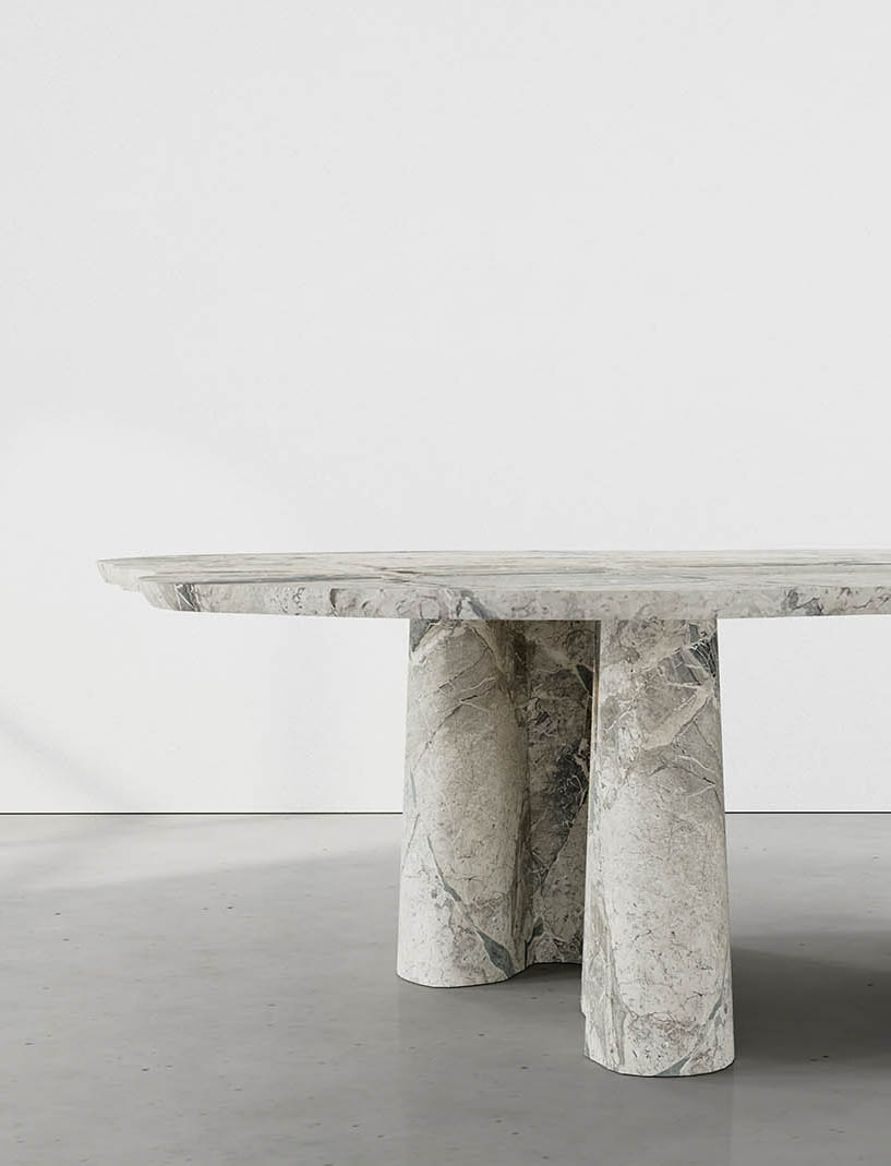 Bellagio Breccia Blue Collection by MelchiorriStudioGallery - Round dining table in Breccia blue Marble - Handcrafted