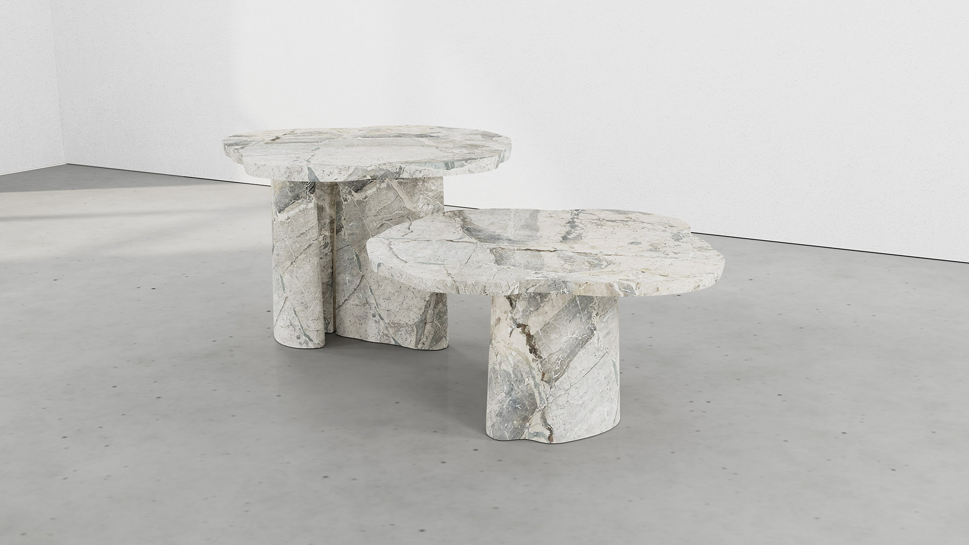 Bellagio Breccia Blue Collection by MelchiorriStudioGallery - Side table in Breccia blue Marble - Handcrafted