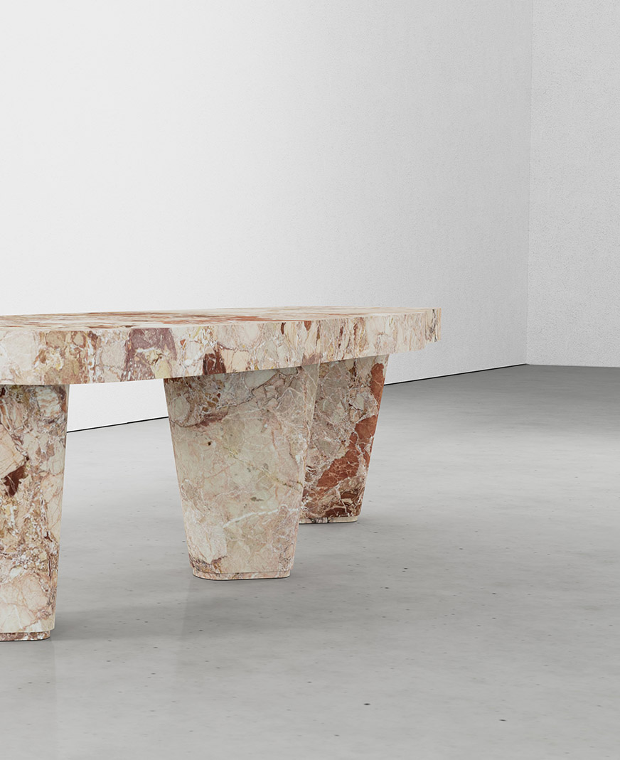 Como Breccia Pernice Collection by MelchiorriStudioGallery - Bench - Limited edition in Breccia pernice marble - Handcrafted - Designed by Sauro Melchiorri