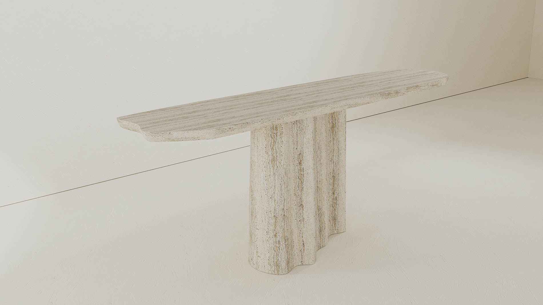 Iseo Travertine Collection by MelchiorriStudioGallery - Marble Console - Limited Edition in Travertine Marble - Handcrafted