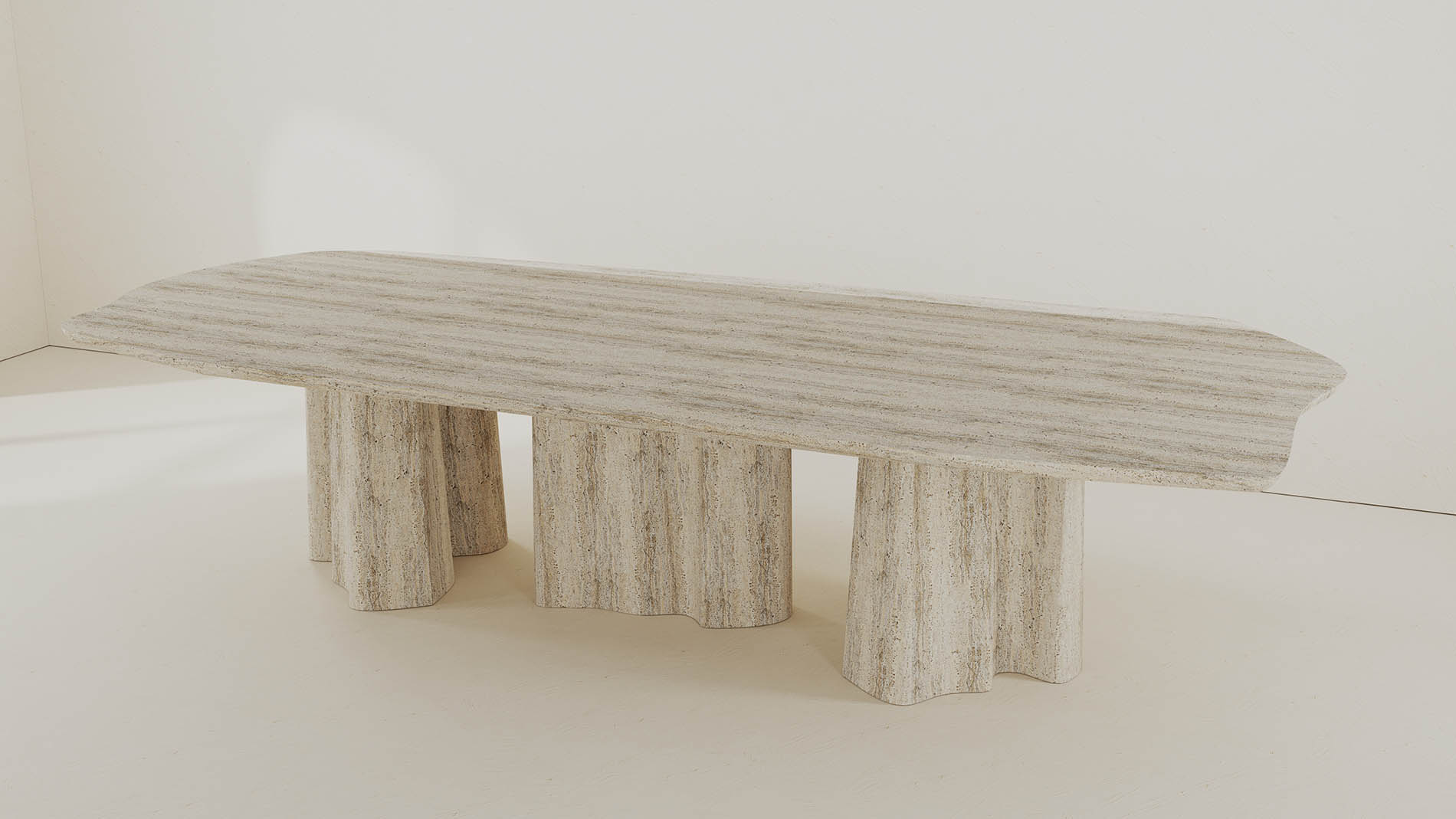 Iseo Travertine Collection by MelchiorriStudioGallery - Marble Dining Table - Limited Edition in Travertine Marble - Handcrafted