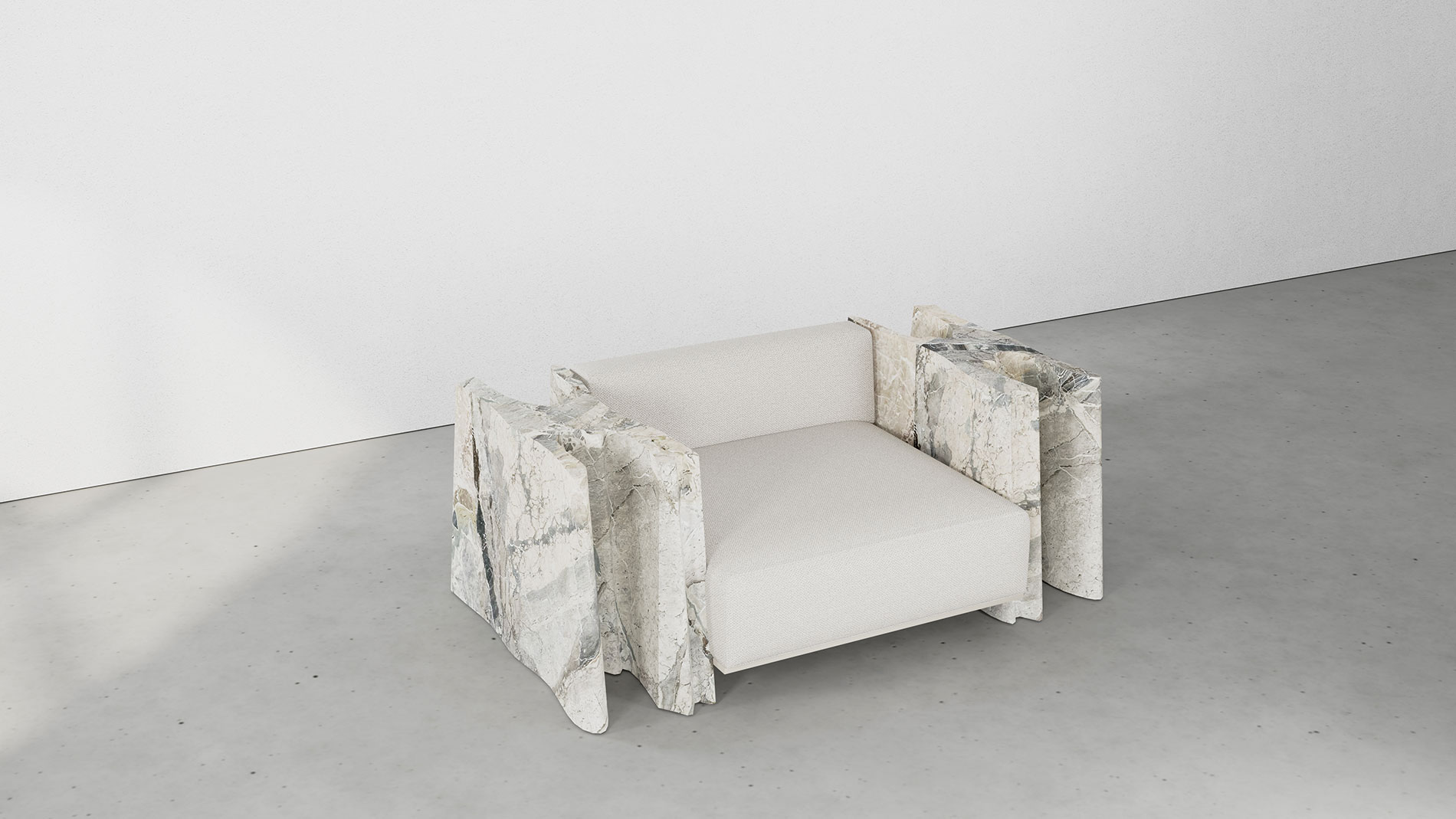 Arcmchair in Breccia Blue Marble - Lerici Breccia Blue Collection by MelchiorriStudioGallery - Handcrafted