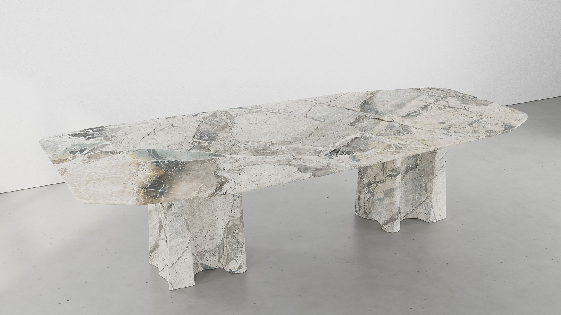 Dining Table in Breccia Blue Marble - Lerici Breccia Blue Collection by MelchiorriStudioGallery - Limited Edition in Breccia Blue Marble - Handcrafted
