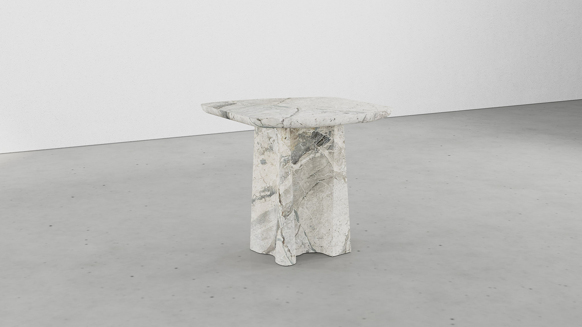 Sidetable in Breccia Blue Marble - Lerici Blue Collection by MelchiorriStudioGallery - Limited Edition in Breccia Blue Marble - Handcrafted