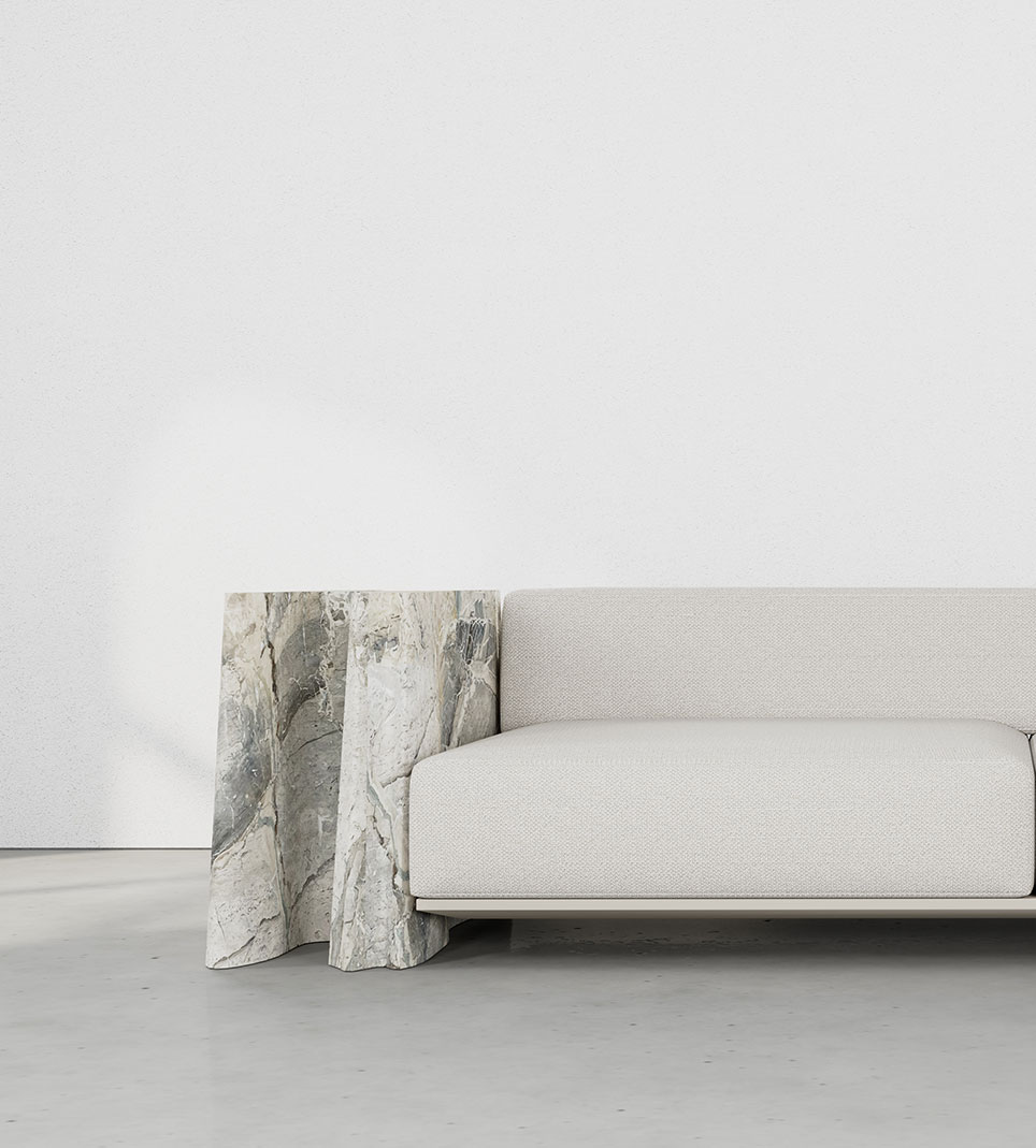 Sofa in Breccia Blue Marble - Lerici Breccia Blue Collection by MelchiorriStudioGallery - Handcrafted