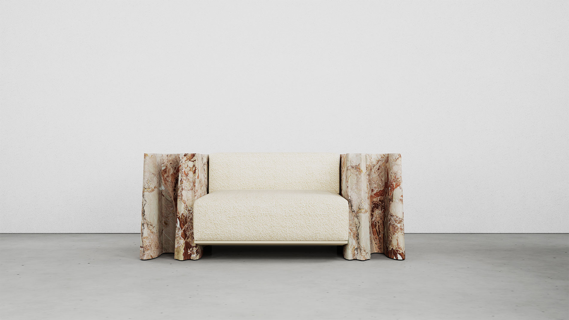 Lerici Breccia Pernice Collection by MelchiorriStudioGallery - Marble Armchair  - Limited Edition in Breccia Pernice Marble - Handcrafted