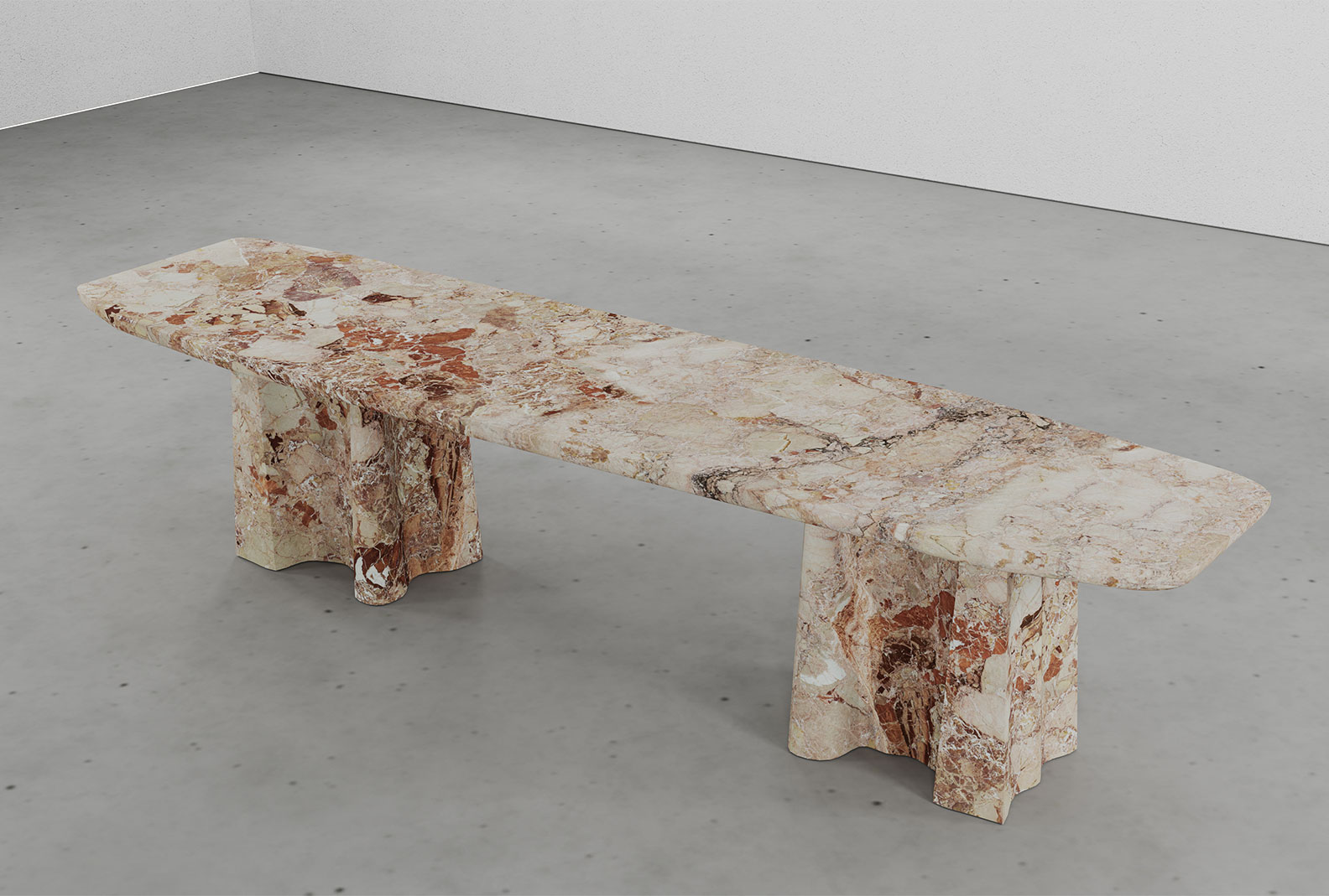 Lerici Breccia Pernice Collection by MelchiorriStudioGallery - Marble Bench  - Limited Edition in Breccia Pernice Marble - Handcrafted