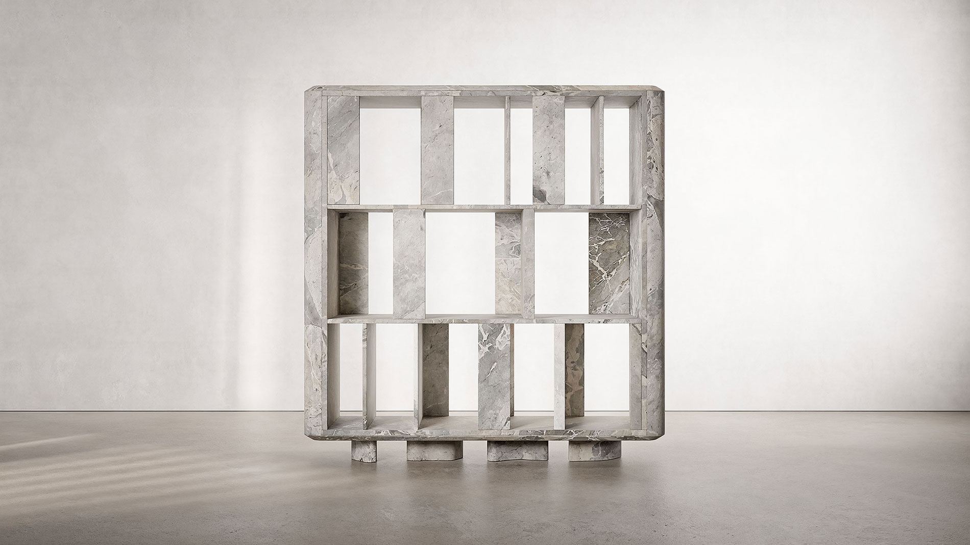 Pietrasanta Breccia Blue Collection by MelchiorriStudioGallery - Marble Bookshelf - Limited Edition in Breccia Blue Marble - Handcrafted