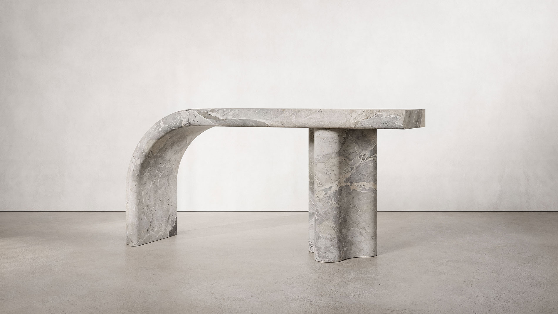 Pietrasanta Breccia Blue Collection by MelchiorriStudioGallery - Marble Console 'l'  - Limited Edition in Breccia Blue Marble - Handcrafted