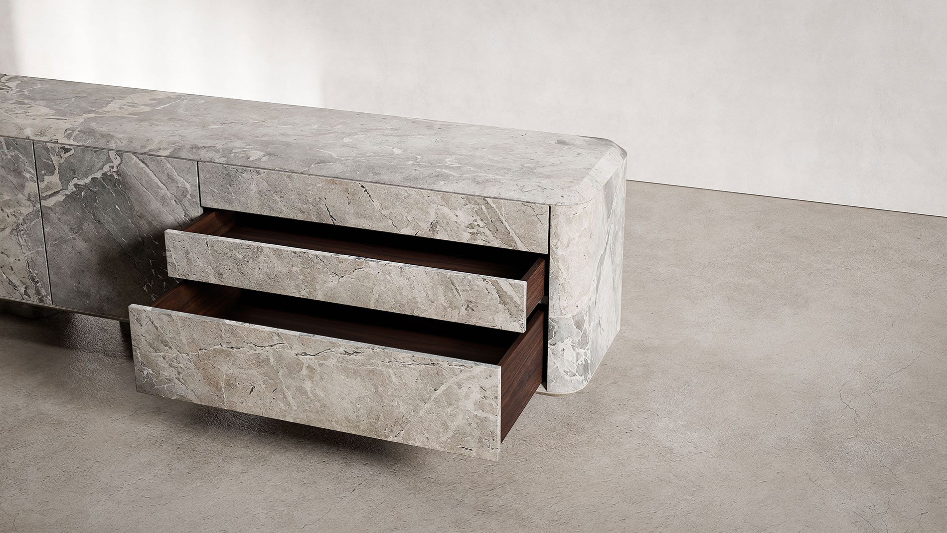Pietrasanta Breccia Blue Collection by MelchiorriStudioGallery - Marble sideboard - Limited Edition in Breccia Blue Marble - Handcrafted