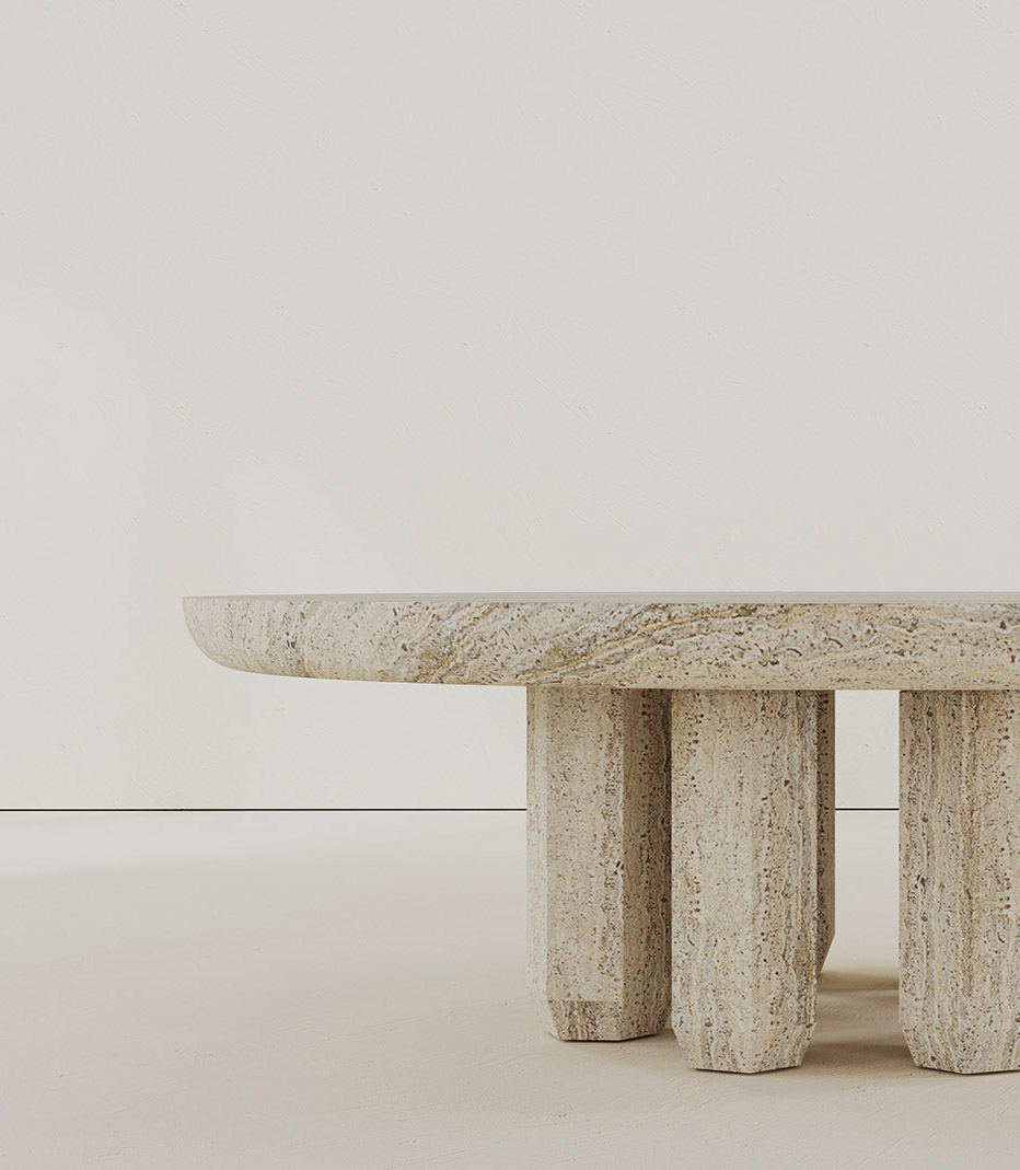 Portofino Travertine Collection by MelchiorriStudioGallery - Marble Coffee Table - Limited Edition in Travertine Marble - Handcrafted