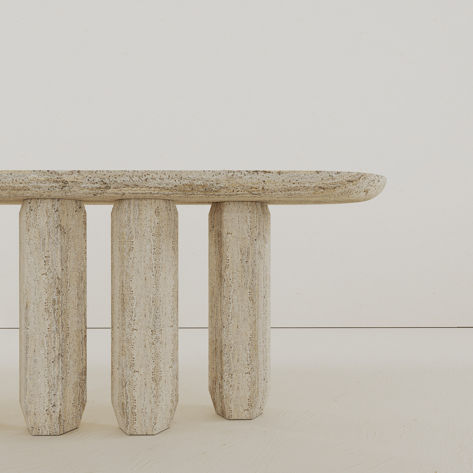 Portofino Travertine Collection by MelchiorriStudioGallery - Marble Console    - Limited Edition in Travertine Marble - Handcrafted