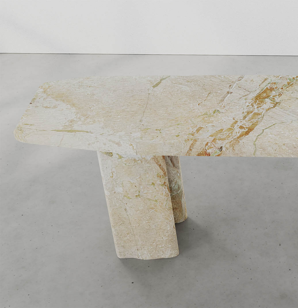 Portovenere Breccia Aurora Collection by MelchiorriStudioGallery - Marble Console   - Limited Edition in Breccia Aurora Marble - Handcrafted