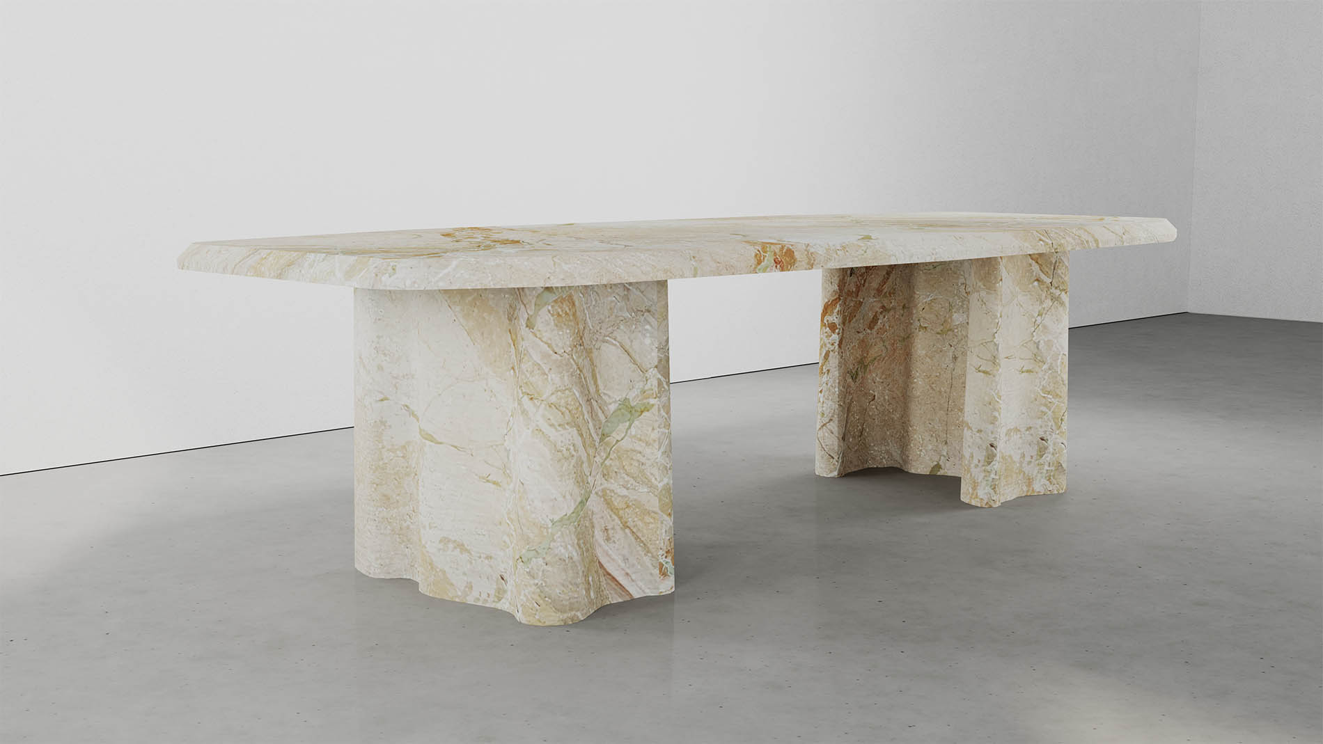 Portovenere Breccia Aurora Collection by MelchiorriStudioGallery - Travertine Marble Dining Table -  Handcrafted