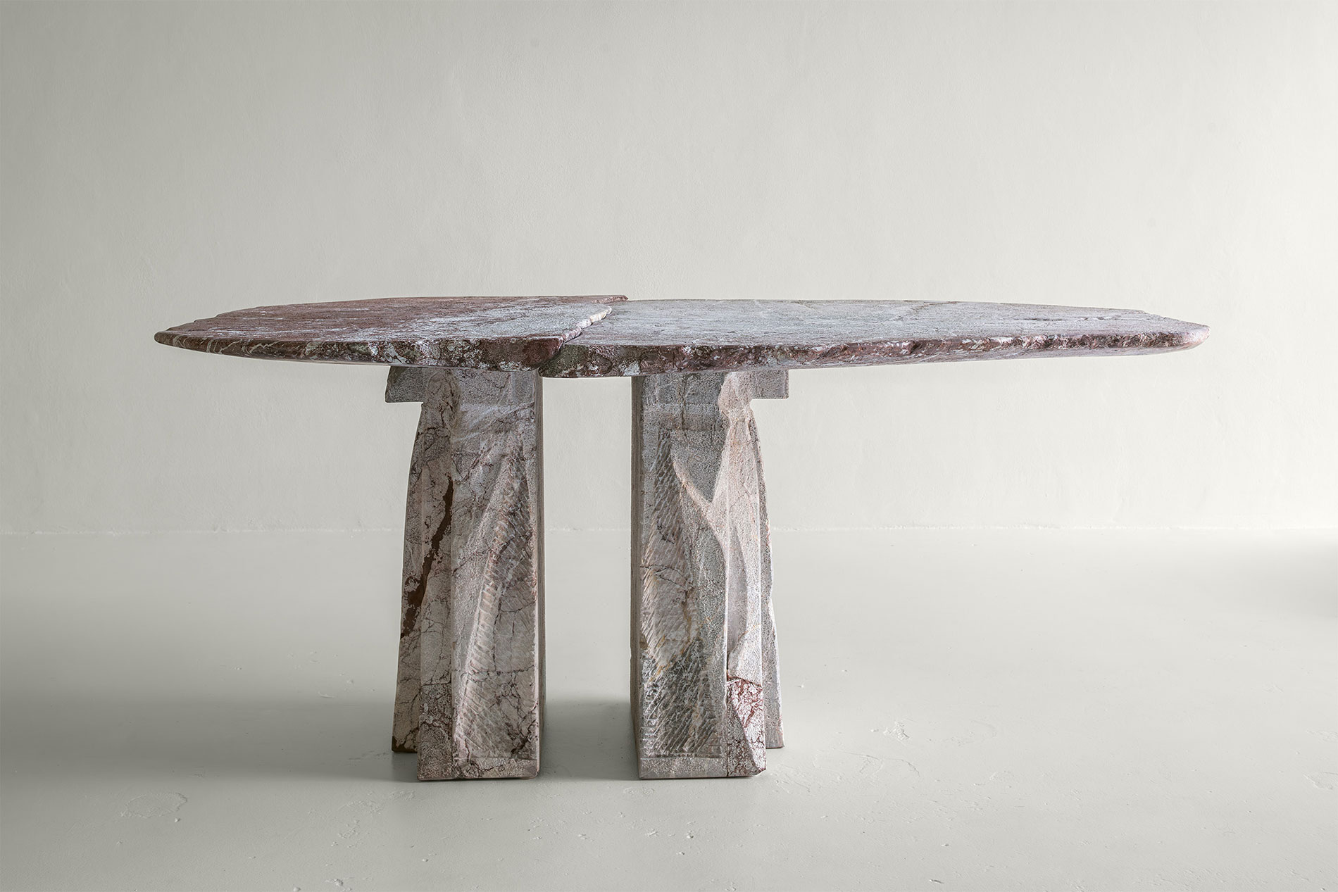 Positano Rosso Venere Collection by Melchiorri Studio Gallery - Table  in Rosso Venere Marble - Handcrafted