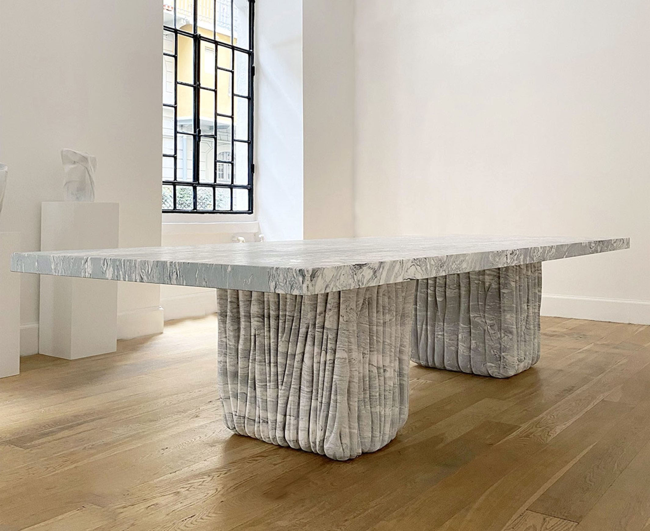 Praino Collection by MelchiorriStudioGallery - Dining table  in Verde Cipollino Marble - Handcrafted