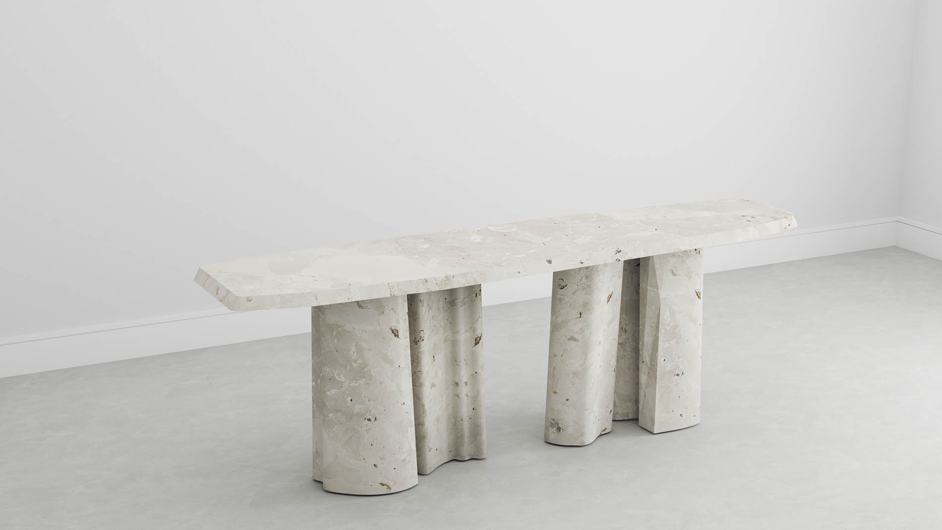 Sirmione Breccia Aurora Collection by MelchiorriStudioGallery - Marble Console - Limited Edition in Breccia aurora Marble - Handcrafted