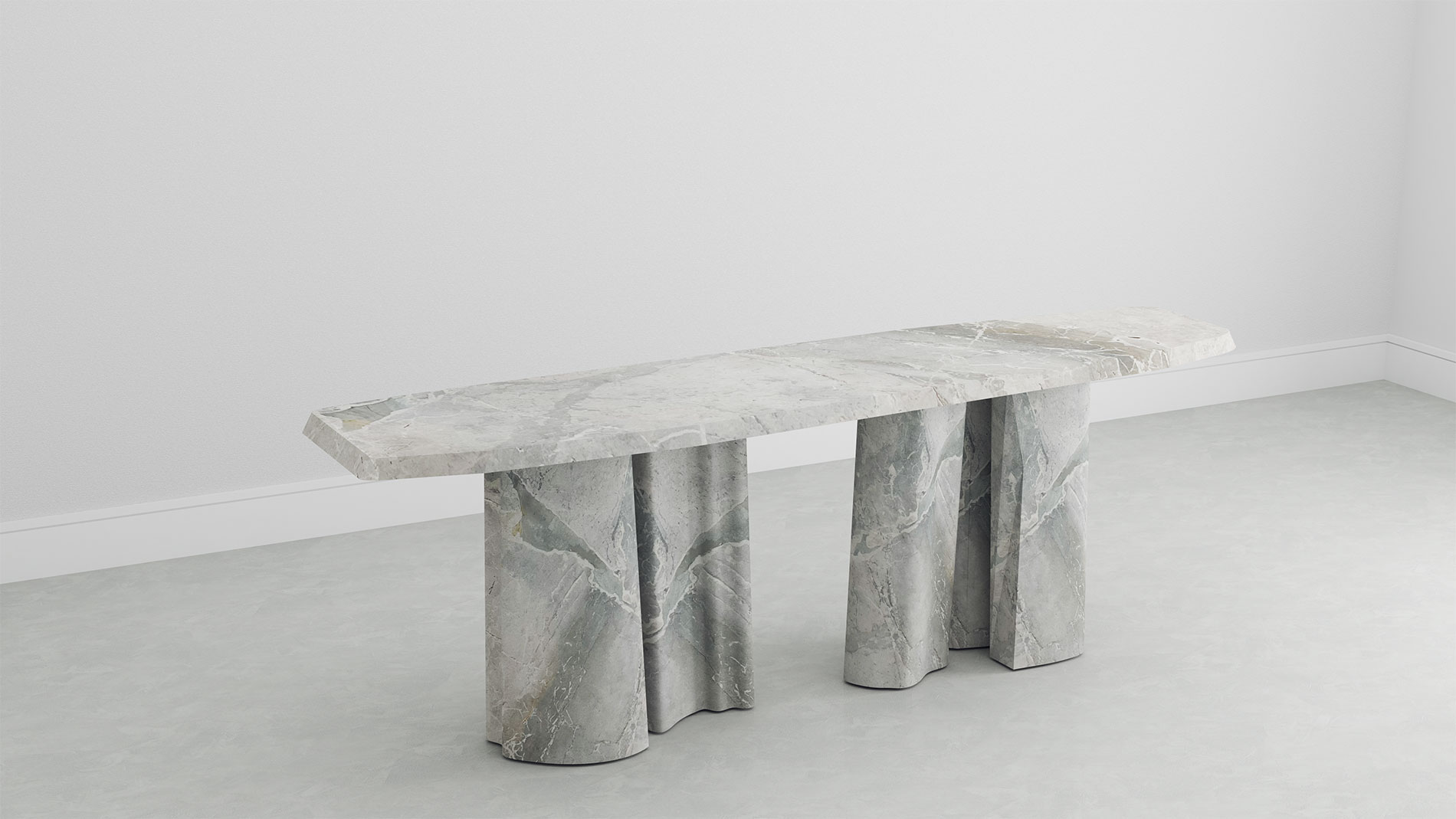 Sirmione Breccia Blue Collection by MelchiorriStudioGallery - Marble Console  - Limited Edition in Breccia Blue Marble - Handcrafted