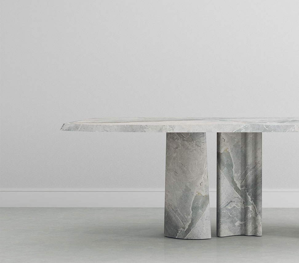 Sirmione Breccia Blue Collection by MelchiorriStudioGallery - Marble Dining Table - Limited Edition in Breccia Blue Marble - Handcrafted