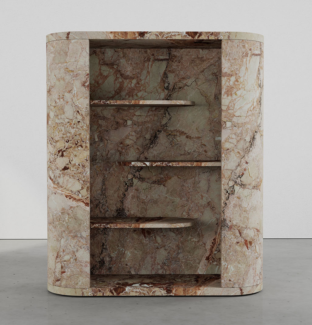 Sirolo Breccia Pernice Collection by MelchiorriStudioGallery - Marble Bookcase - Limited Edition in Breccia Pernice Marble - Handcrafted